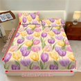 thumbnail image 3 of Jiueut Tulip Pattern 3 Pack Twin Size Bed Sheet Set, Easy Care Wrinkle Free Fitted Sheet and 2 Lightweight Pillow Cover Bedroom Decoration with Elastic Band, 3 of 7