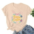 thumbnail image 2 of Easter Short Sleeve Round Neck Shirts Women Casual Cute Print Tee Summer Lightweight Pullover Tops (L, B Beige), 2 of 3