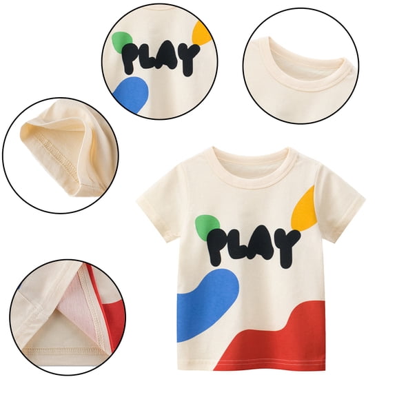 KYAIGUO Girls Summer T-Shirts Tops for Kids Toddler,Baby Boys Cartoon Short T-Shirt Crew Neck Shirt Soft Breathable Cute Cotton Tees,Size 1-8T