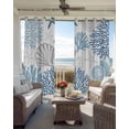 thumbnail image 6 of Blue Grey Coastal Blackout Curtains for Bedroom Living Room Darkening Curtains 54 Inch Long Summer Beach Coral Shell Starfish Short Curtain for Small Window Treatment Grommet Drapes 52"x54"x2, 6 of 9