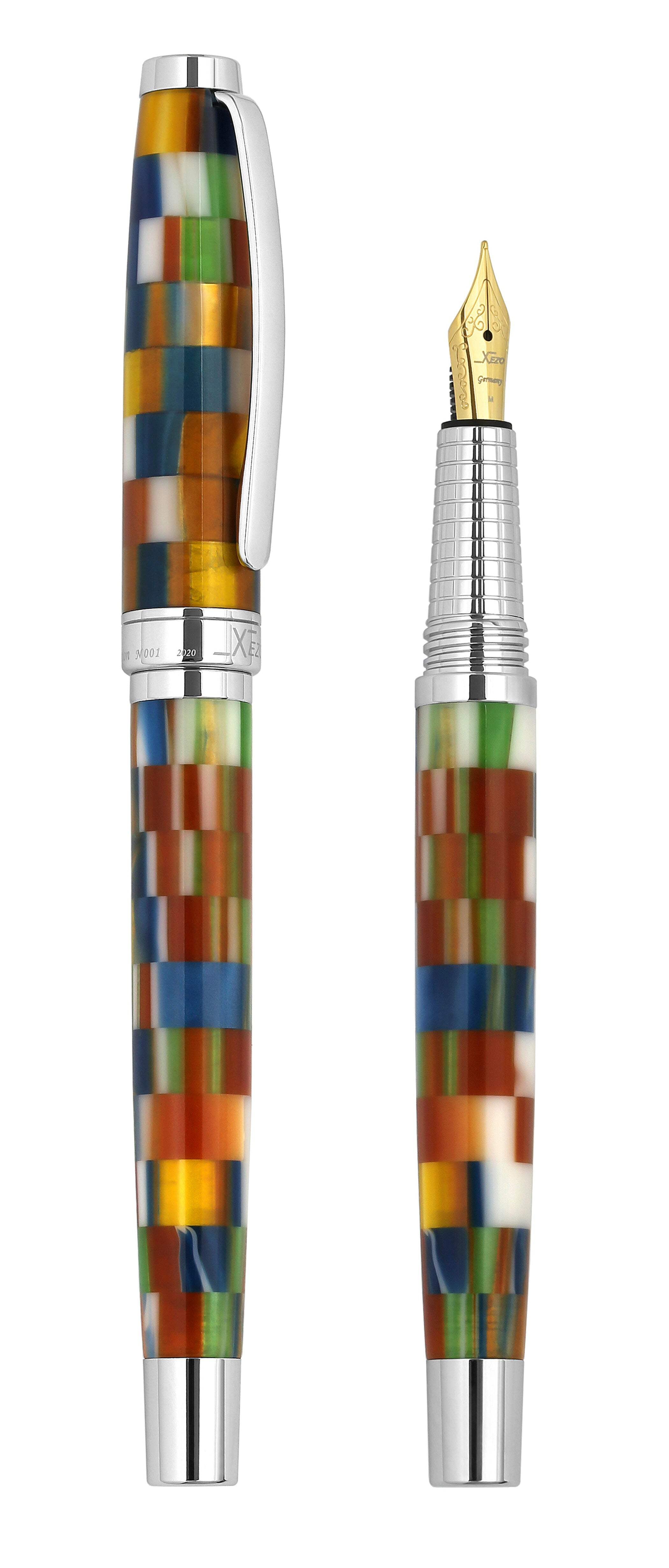 Xezo Urbanite II Acrylic  Brass Fountain Pen (Medium Nib) - Jazzy Multicolor