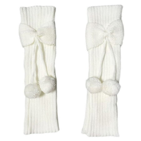 

CHAOMA Solid Color Autumn Winter Knee High Children Bowknot Leg Warmers with Ball Socks