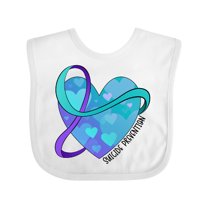 Inktastic Suicide Prevention Awareness Purple and Teal Heart Ribbon Boys or Girls Baby Bib