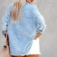thumbnail image 3 of APEXFWDT Womens Button Down Denim Shirt Long Sleeve Casual Oversized Jean Shirt Jacket Distressed Boyfriend Tops Blouse, 3 of 8