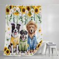 thumbnail image 4 of Spring Dog Shower Curtain Set, Waterproof Shower Curtains for Bathroom, Sunflower Daisy Botanical Watercolor Washable Fabric Cloth Bath Curtain for Bathtub Decoration with Hooks 72x78 Inches, 4 of 9