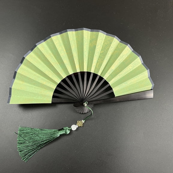 4-6 inch mini fan, colorful dark green gilded rice paper folding fan, calligraphy and painting, children's Hanfu fan, portable fan
