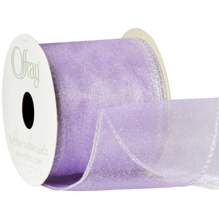 Offray Ribbon, Lavender Purple 2 1/2 inch Wired Edge Sheer Metallic Ribbon  for Wedding, Crafts, and Gifting, 9 feet, 1 Each 