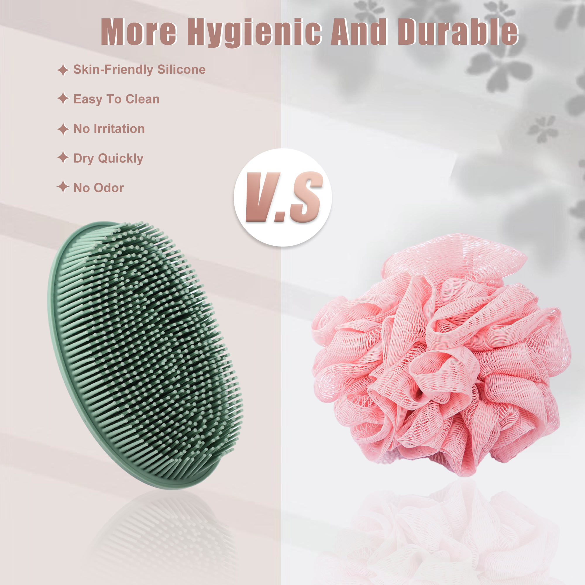 Unique Bargains Shower Silicone 2 in 1 Body Scrubber 1 Pc Green