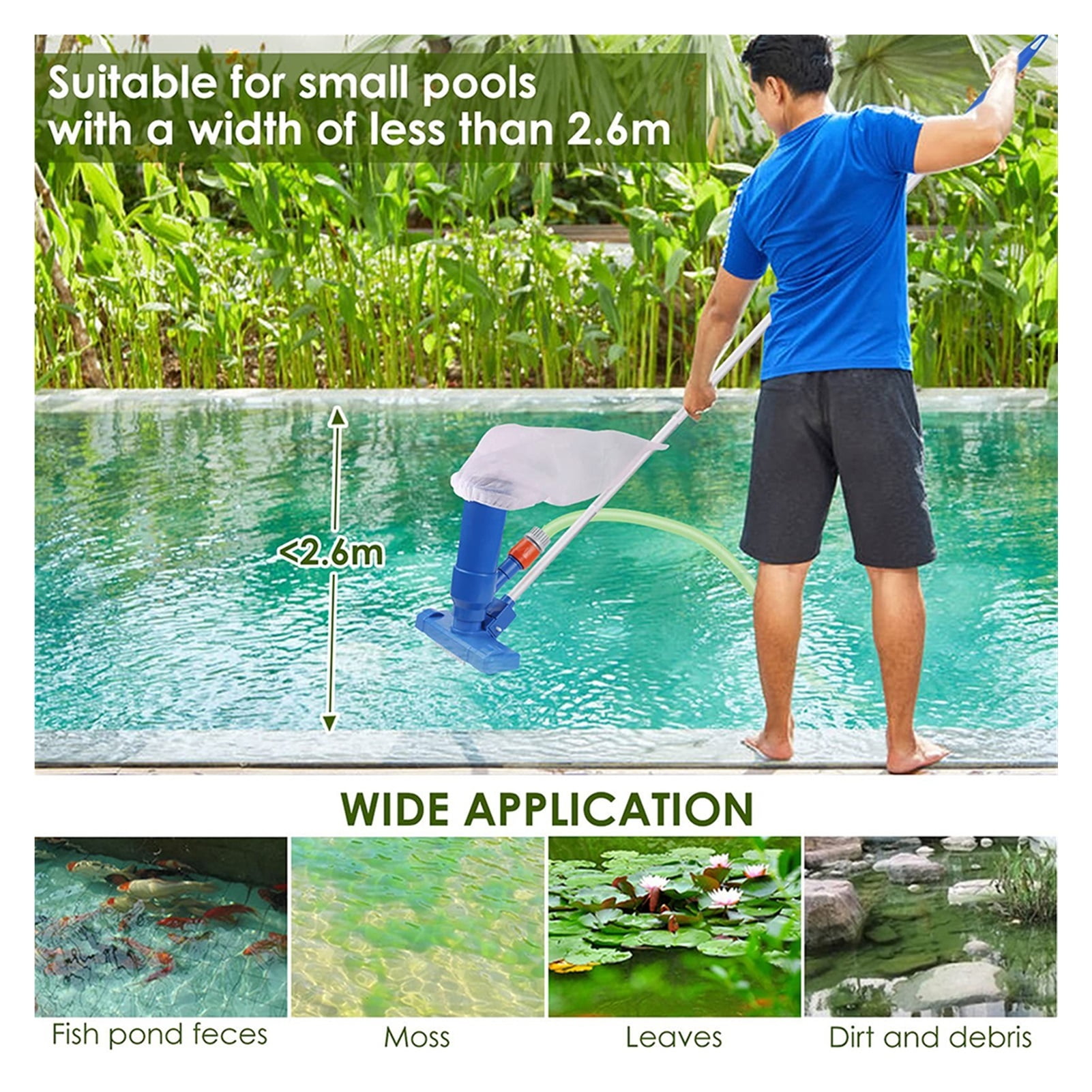 Swimming Pool Vacuum Cleaner Cleaning Tool Suction Head Pond Fountain Spa Pool Vacuum Cleaner Brush With Handle ,Great Suction Power