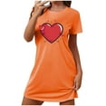 thumbnail image 1 of Tnhcen Robe de Nuit à Manches Courtes pour Femmes Grande Taille Col Rond Imprimé devant Robe Courte Polyester Spandex Doux P-2TG pour Maison/détente Confortable, 1 of 5