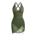 thumbnail image 5 of Duoif Womens Swimsuits Swim Dress with Tummy Control Mesh Sarong Bathing Suit for Women Green M, 5 of 5