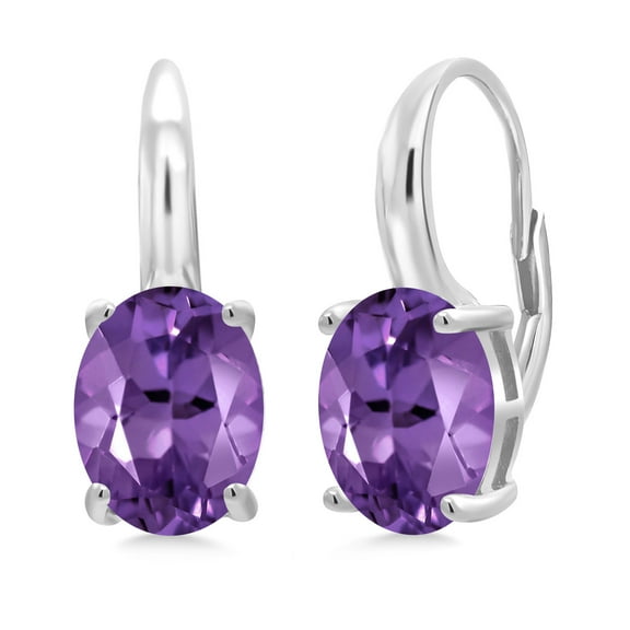 Gem Stone King 6.40 Ct Oval Purple Amethyst 925 Sterling Silver Earrings