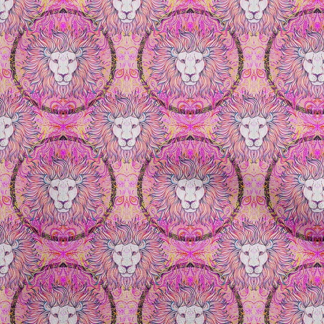 oneOone Velvet Pink Fabric Lion Face Sewing Craft Projects Fabric Prints by Yard 58 Inch Wide