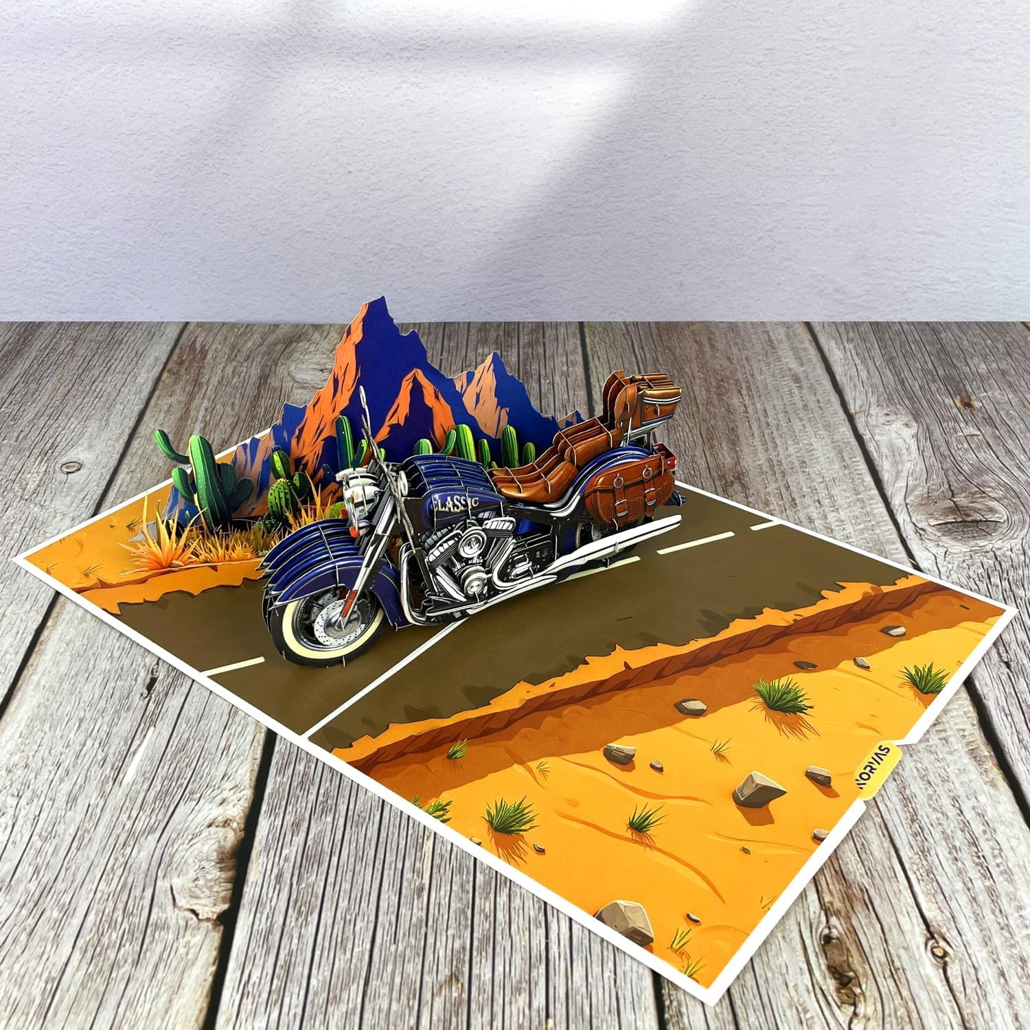 Motorcycle Father’s Day Card – 3D Pop-Up Birthday Card for Dad, Husband, or Grandfather – Classic Motorbike Greeting Card for Men
