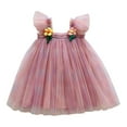thumbnail image 1 of MEZZALL Robe de Fête Florale à Manches Volantes pour Filles Tout-Petits, Robe de Danse, Robe d'Été Adorable, Violet, 6-7 Ans, 1 of 5