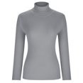 thumbnail image 4 of Chandail à Col Roulé pour Femmes Automne Hiver Manches Longues Chaud Doux Côtelé Tricoté Décontracté Couleur Unie Basique Ajusté (Café TG), 4 of 8