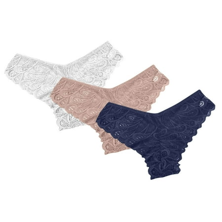 BSDJILFG Women s Lace Thong Sexy Comfortable And Seamless High Cut Hipster Full Coverage Lace Underwear 2PC Bikini Swimsuit Bottom Underwear