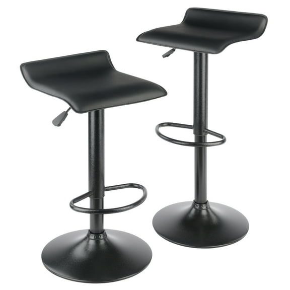 Winsome Wood Obsidian 2-Pc Adjustable Swivel Stool Set, Black Finish