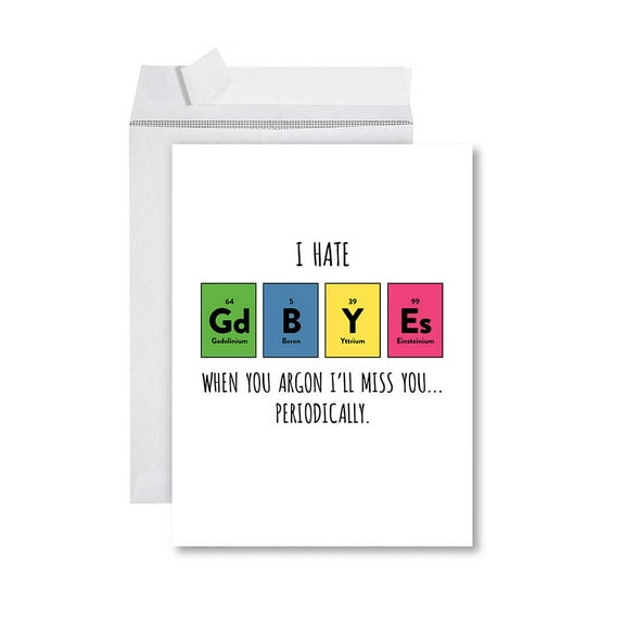 Koyal Wholesale Funny Jumbo Retirement Card With Envelope , Greeting Card, Periodic Table GdBYEs