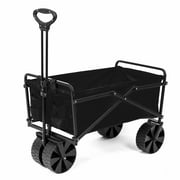 Wagon Carts Seina Collapsible Steel Frame Folding Utility Beach Wagon Outdoor Cart Black