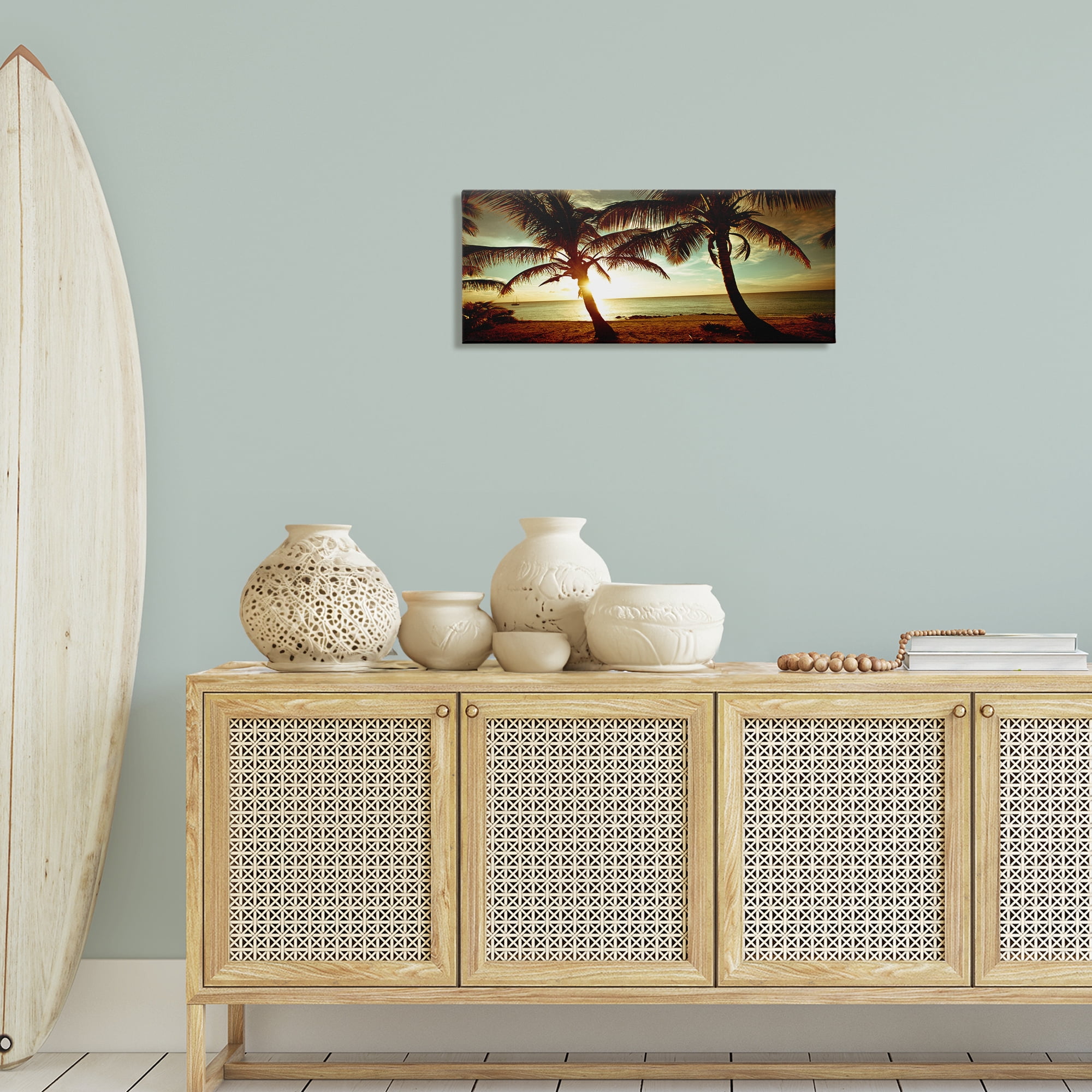 Stupell Industries Sunlit Palm Trees Coastal Photography Gallery Wrapped Canvas Art Print Wall Art, 30 x 13