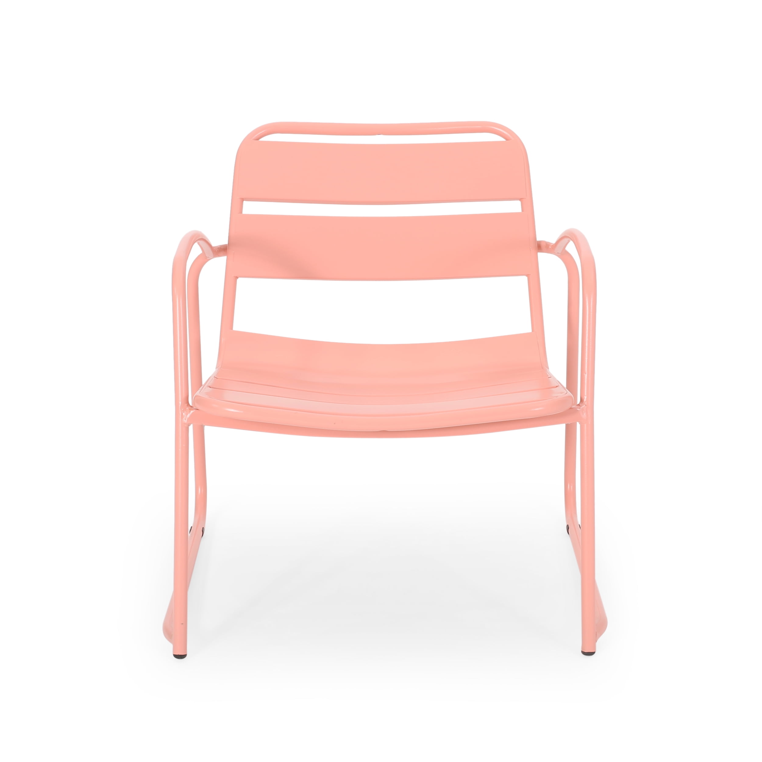 Calvert Outdoor Modern 2 Seater Iron Chat Set, Matte Coral