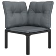 ALmi Patio Corner Chair with Cushions Black and Gray Poly Rattan
