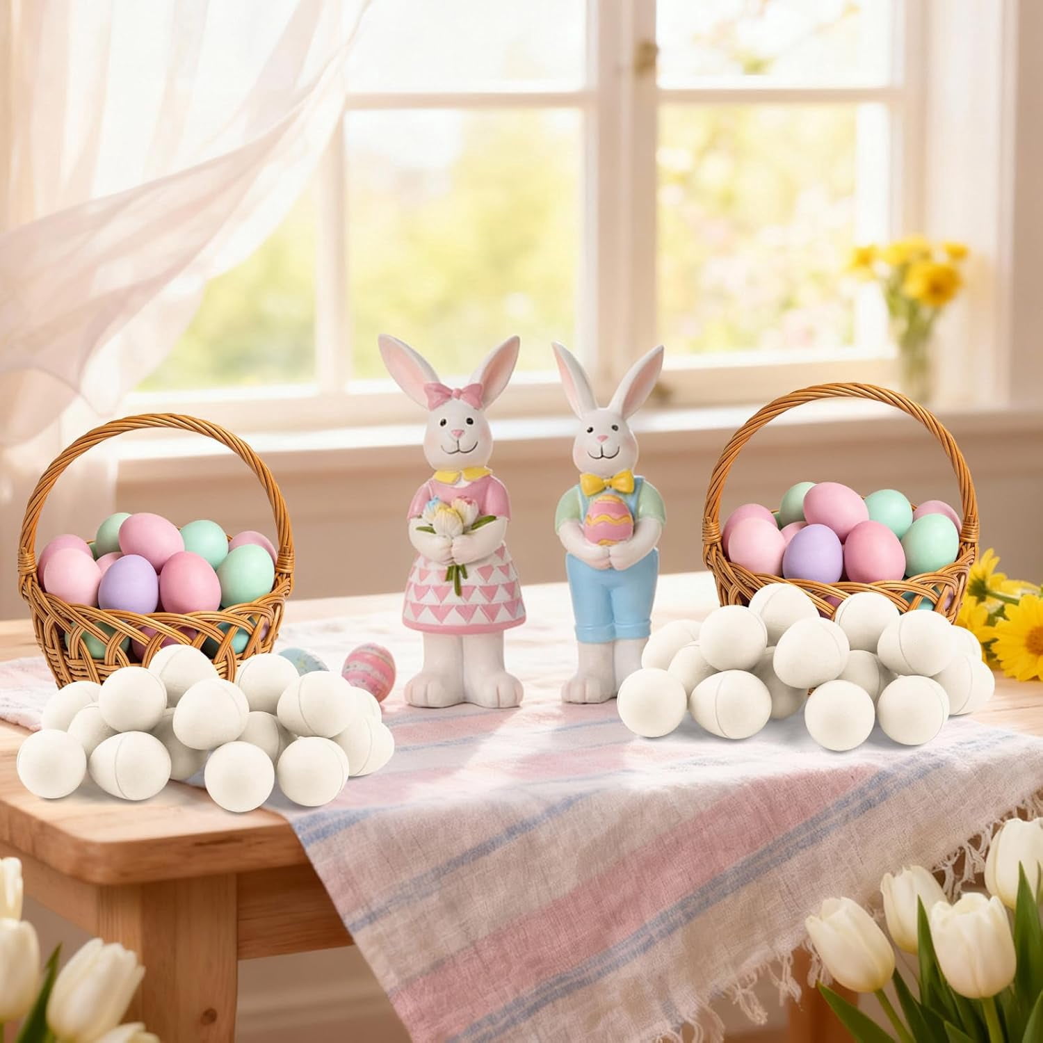 48 Pcs DIY Paper Mache Easter Eggs,3.2"x2.2"Durable Easter Eggs Empty,Cardboard Easter Eggs,Paint Your Own Paper Mache Eggs for Easter Party Gifts Basket Filler (White)