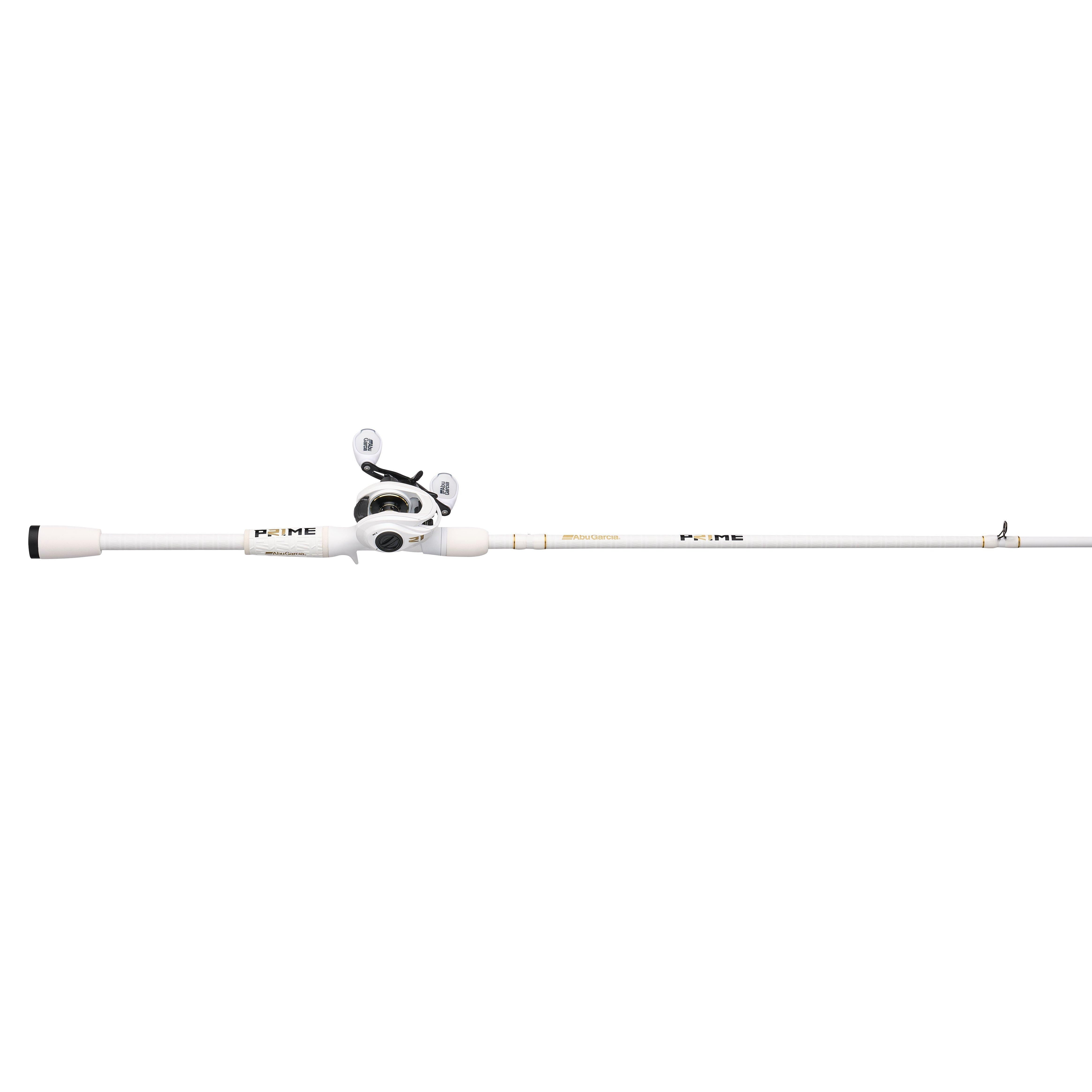 Abu Garcia Prime Baitcast Combo, 7' Medium Heavy, White, Left-Handed