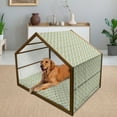 thumbnail image 2 of Modern Pet House, Floral Flowers Geometrical Abstract Funky Swirls Contemporary Image, Outdoor & Indoor Portable Dog Kennel with Pillow and Cover, 5 Sizes, Pale Green White, by Ambesonne, 2 of 4