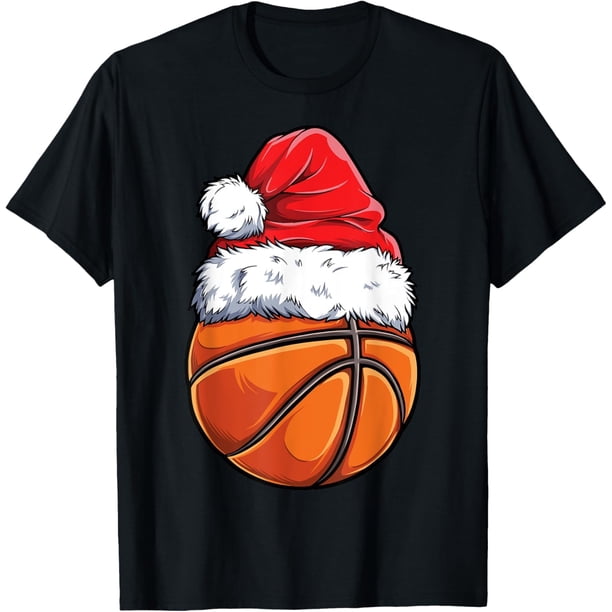 Camiseta deportiva para hombre con pelota de baloncesto de Navidad