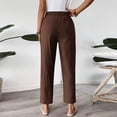 thumbnail image 5 of ClodeEU Women's High Waisted Elastic Waist Tapered Cropped Pants,Casual Trousers with Pockets Coffee,Women's Plus XXXL, 5 of 8