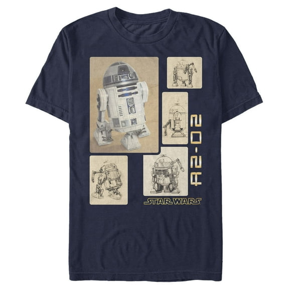 Men's Star Wars R2-D2 Schematic Spread Graphic Tee Navy Blue X Large