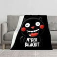thumbnail image 2 of Cozy Flannel Blanket - Soft Warm Durable Perfect for Sofa Travel & Bed - Stylish Black Cat Design with Whimsical Grin, 2 of 7