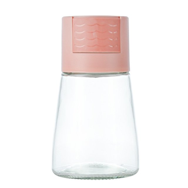 Inteprter Dispensador de sal Tipo de prensa Condimento de vidrio Pimienta Azúcar Restaurante Cocina Especias Reutilizable Lavable Organizador Tarro Lata Cocina y Comedor Rosa Inteprter HA065157-03B
