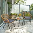 thumbnail image 1 of Costway 3PCS Patio Rattan Bistro Furniture Set Cushioned Chair Table Grey, 1 of 10