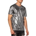 thumbnail image 4 of INSPIRE CHIC Shiny T-Shirt for Men's Round Neck Short Sleeves Club Prom Sparkle Tee Top M Silver, 4 of 5