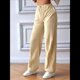 thumbnail image 4 of Pantalones de Mujer de Cintura Alta con Bolsillos y Parte Inferior . Albaricoque L, 4 of 8