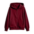 thumbnail image 6 of BVOFAR Hoodie for Women Zip Up Sweatshirts Fall Casual Hooded Jackets Lightweight Comfort Hoodies with Pockets Red L, 6 of 9