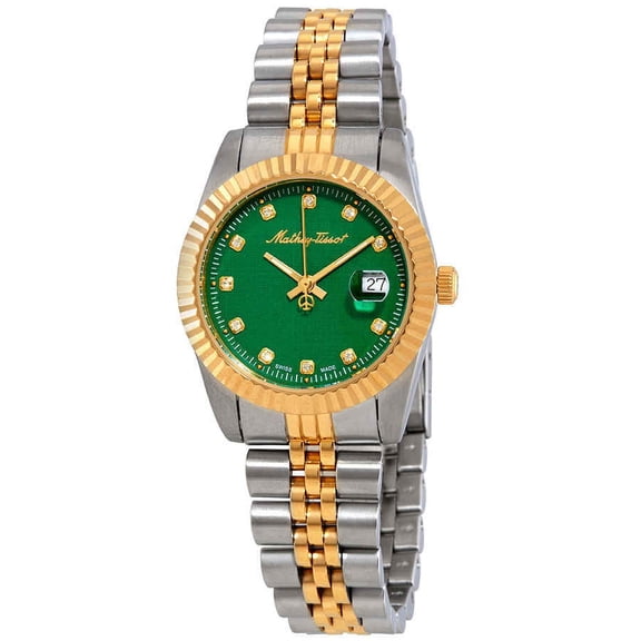 Rolly III Crystal Green Dial Ladies Watch D810BV