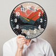 thumbnail image 6 of Yayeee Wall Clock Battery Operated 9.5" Silent Non-Ticking for Living Room, Mountains at Dawn, 6 of 8