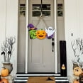 thumbnail image 5 of Halloween Door Sign, Ghost Wreath for Door, Pumpkin & Ghost Sign Halloween Wreath Hanger for Front Door, Halloween Decorations Indoor Outdoor for Halloween Party Home Wall Window Hanging A, 5 of 6