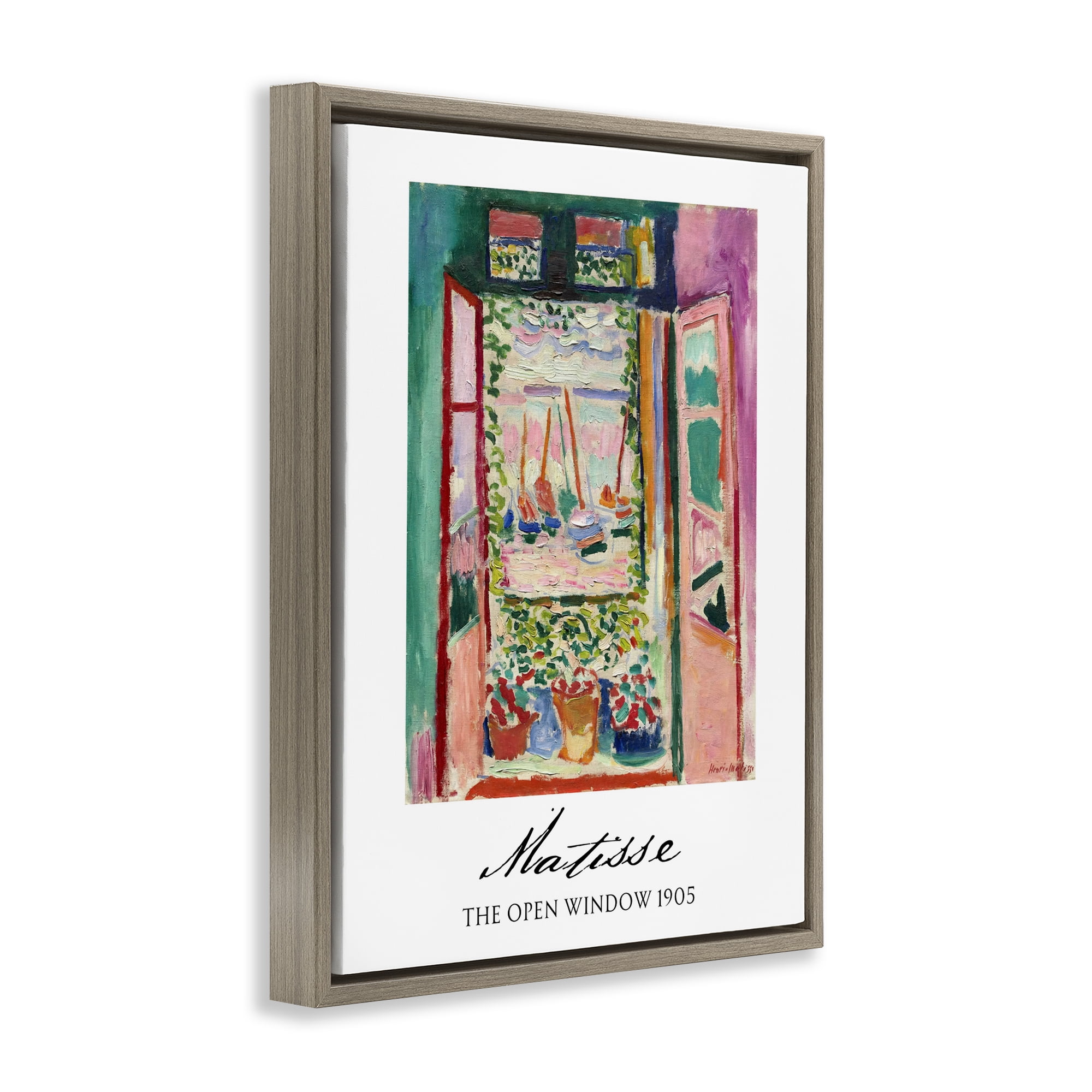 The Open Window Matisse Brown Framed Floater Canvas Wall Art, design by Vintage Hustle