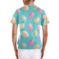 thumbnail image 4 of Womens Scrub，Easter Scrub Tops Women Bunny Egg Hunt Print Scrubs Short Sleeve Holiday Working Uniform with Pockets，Sky Blue，M, 4 of 4