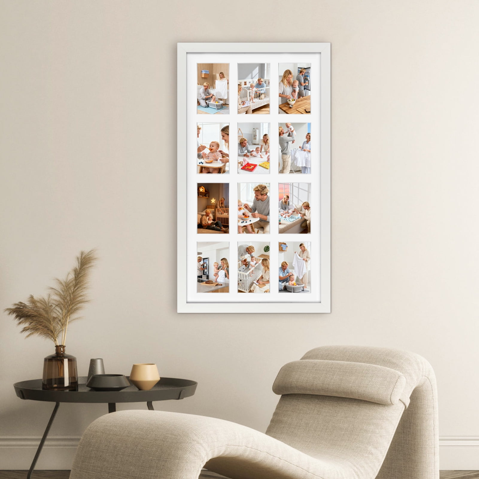 12 Opening 4x6 Collage Picture Frames,  White Photo Frames for Gallery Wall, Set of 2