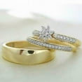 thumbnail image 4 of TAAPSEE JEWELS White Round Cut Cubic Zirconia 14K Yellow Gold Finish Wedding Women's Trio Ring Set His & Her, 4 of 4