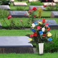 thumbnail image 7 of Artificial Cemetery Flowers, Assorted Color Memorial Rose Bouquets with Spike Vases, Flores Para Decoracion, UV Resistant Grave Decorations for Headstones, Outdoor Gravesite Floral Arrangements, 7 of 7