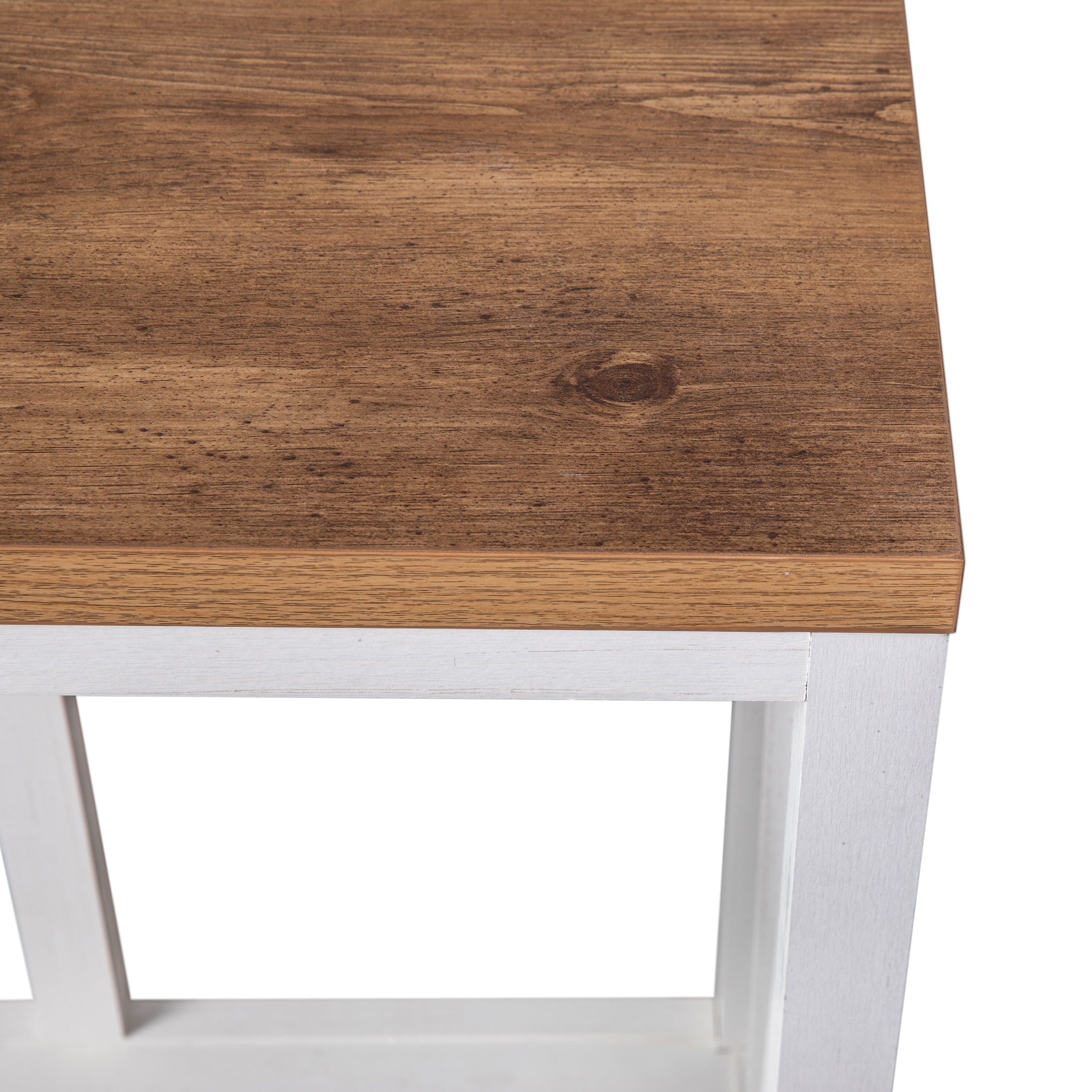 Emma + Oliver Modern Farmhouse Entryway Console Accent Table in White with Rustic Oak Finished Wood Top