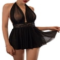 thumbnail image 2 of PENGXIANG Lingerie Robe Dos Nu Col en V Profond Babydoll en Maille Transparente Pyjama, 2 of 5