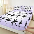 thumbnail image 3 of jejeloiu Ballet Girls Twin Sheet Sets,Ballerina Silhouette Twin Fitted Sheet,Purple White Black Flat Sheet For Girls,Lightweight Room Decor,3pcs, 3 of 7